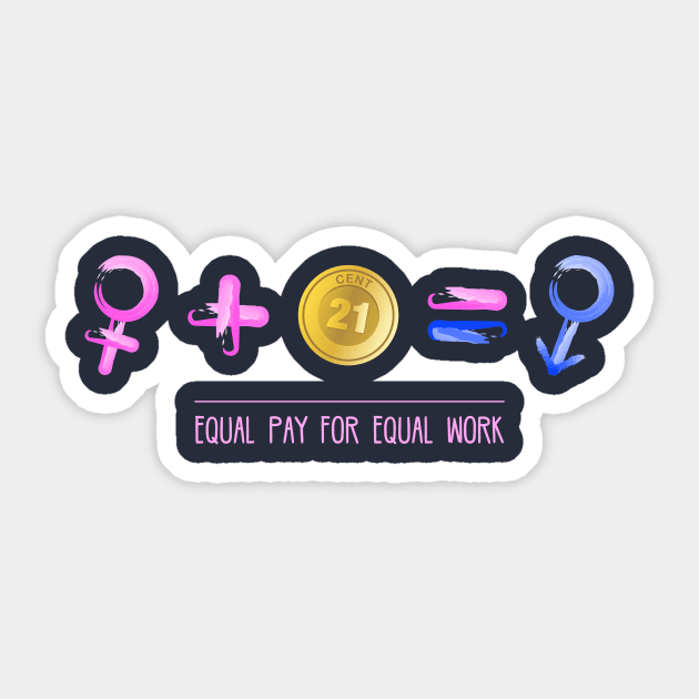 Equality! Equal pay for equal work. Sticker by Crazy Collective